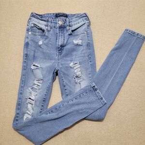 Aeropostale Aero Super High Rise Skinny Jeans Women’s Size 4 Distressed Stretch